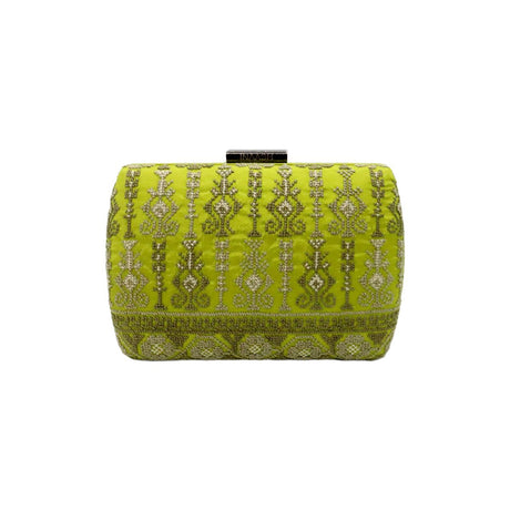 Inaash Green Tatreez Silk Clutch