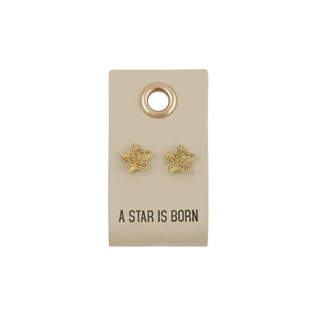 Creative Brands Star Leather Tag Earrings