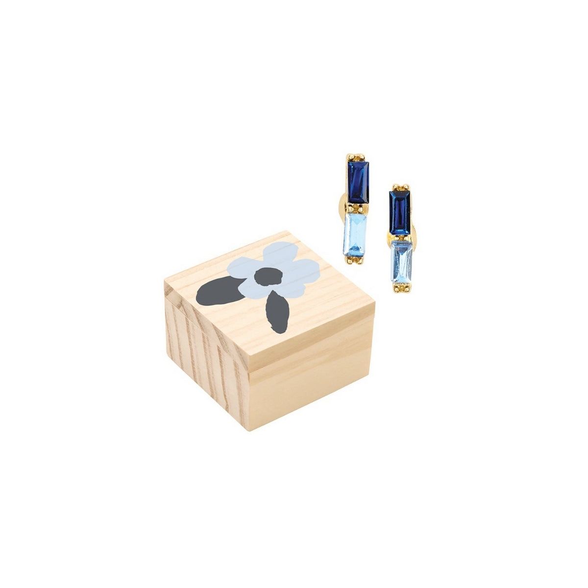 Creative Brands Blue Flower Treasure Box Earrings