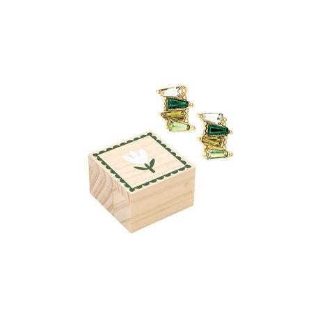 Creative Brands Green Flower Treasure Box Earrings