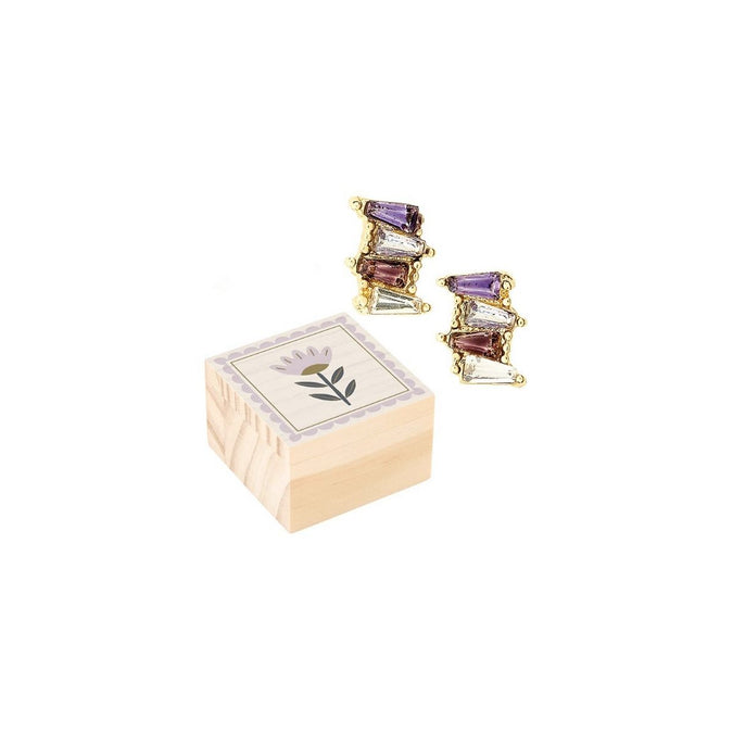 Lavender Flower Treasure Box Earrings