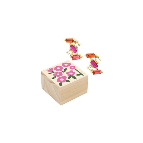 Creative Brands Hot Pink Flowers Treasure Box Earrings