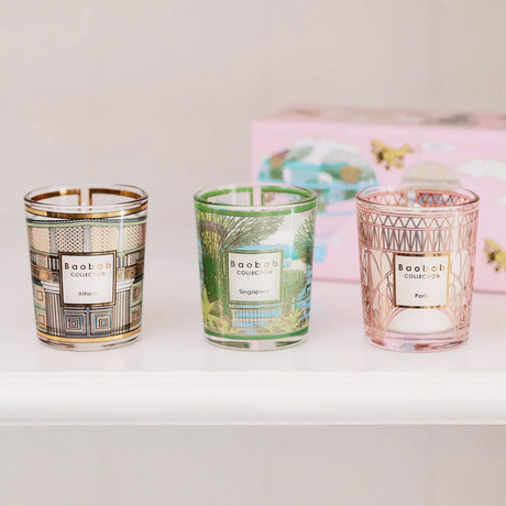 Baobab Collection Trio Travel Candles Singapore-Athens-Paris