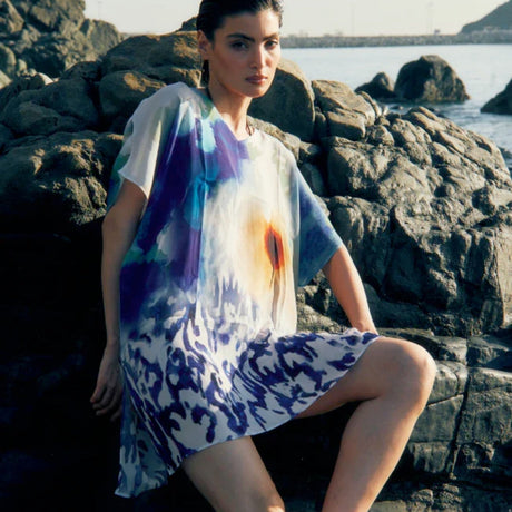 Dhara Sheth Ciel and Sand Sheer Short Kaftan