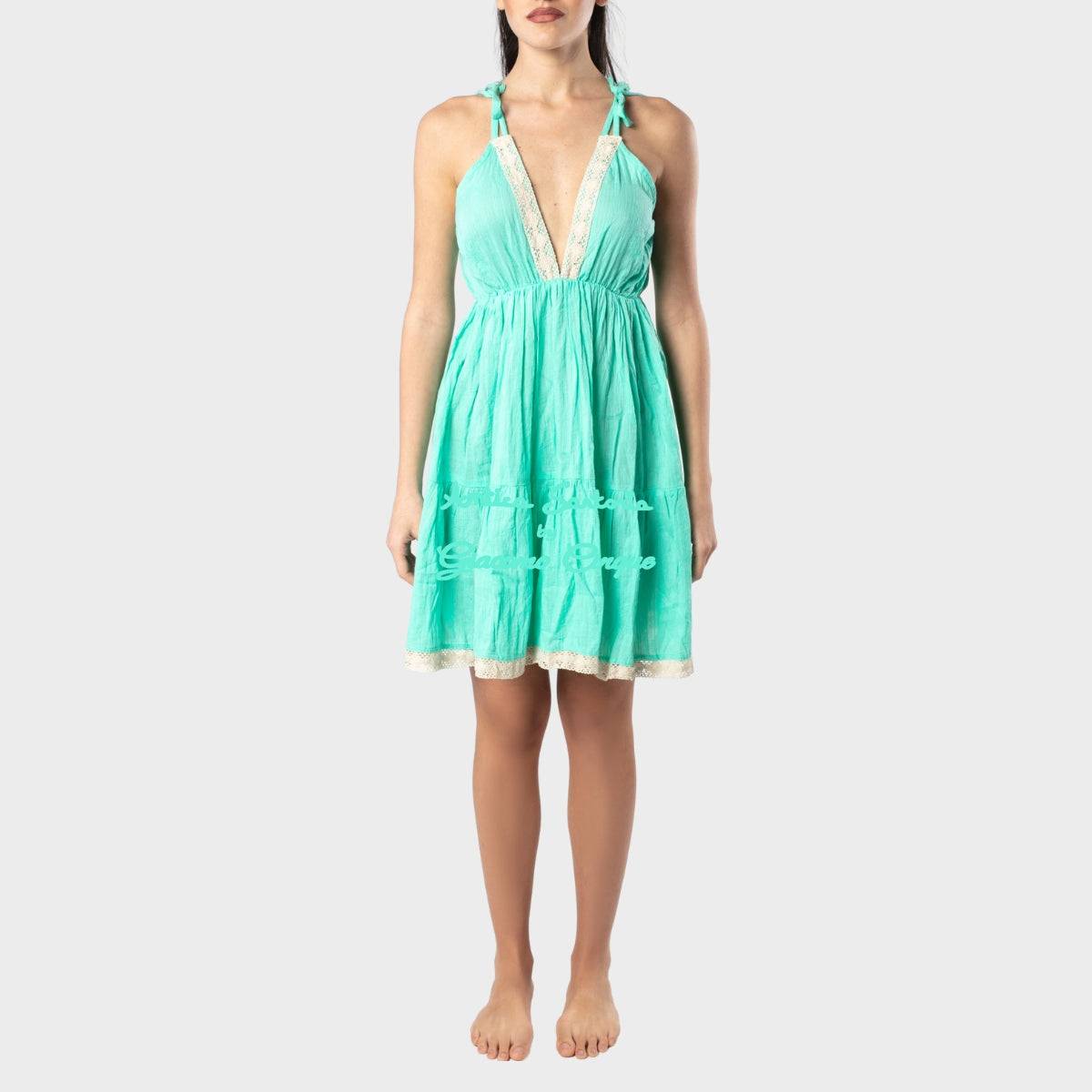 Antica Sartoria Atenea Mint Green Halter Mini Dress