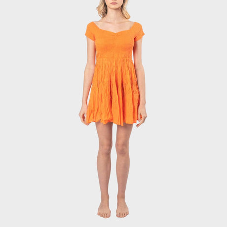 Antica Sartoria Atenea Tangerine Smocked Mini Dress