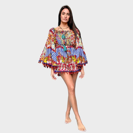 Antica Sartoria Lemon and Red Flower Print Jumpsuit