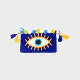 Antica Sartoria Deep Blue Evil Eye Embroidered Clutch