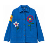 Boutique Flo Chill Vibes Beaded Floral Blue Jacket