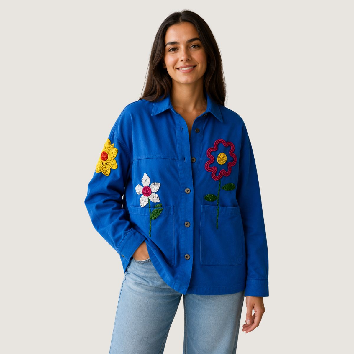 Chill Vibes Beaded Floral Jacket