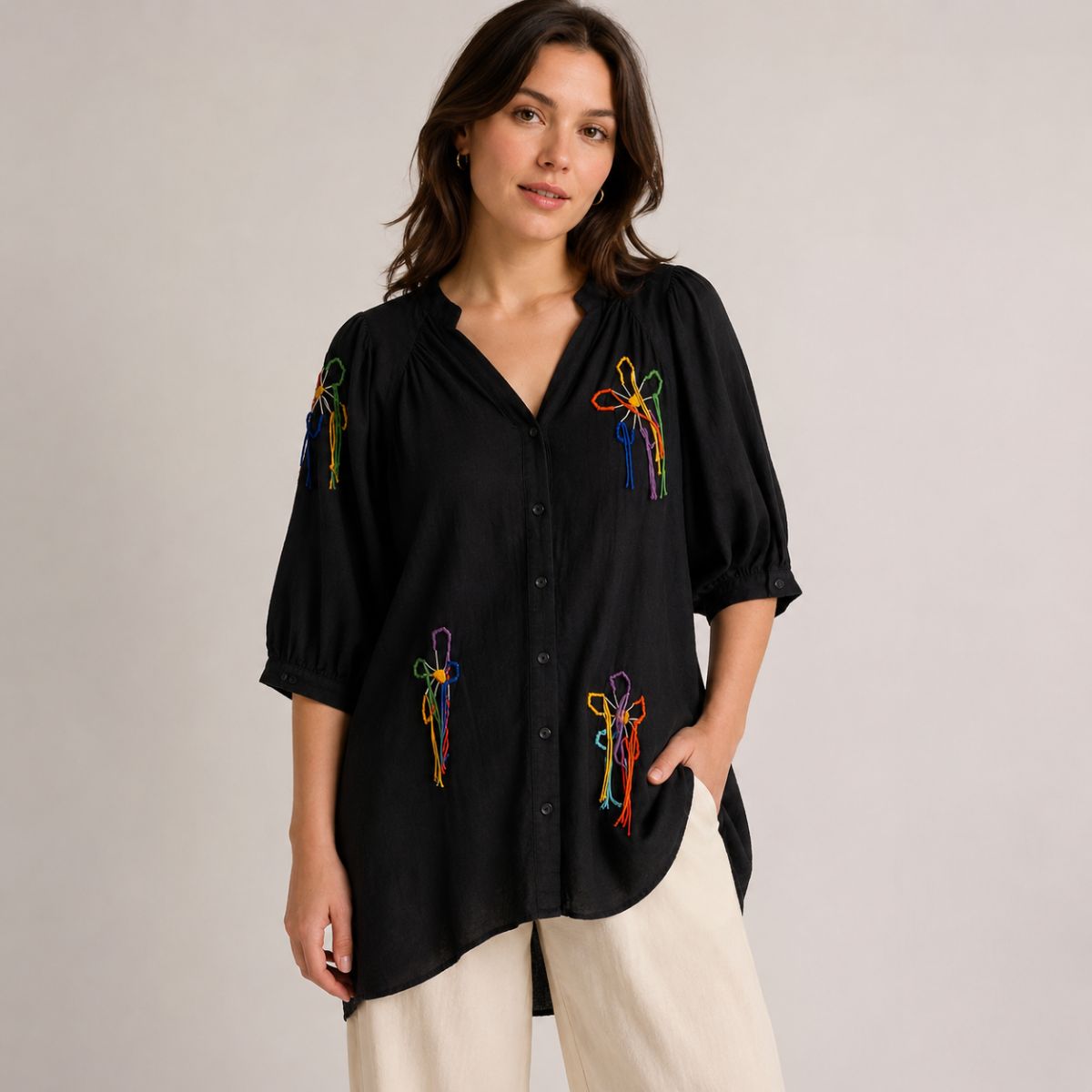 Wildflower Embroidered Shirt Dress