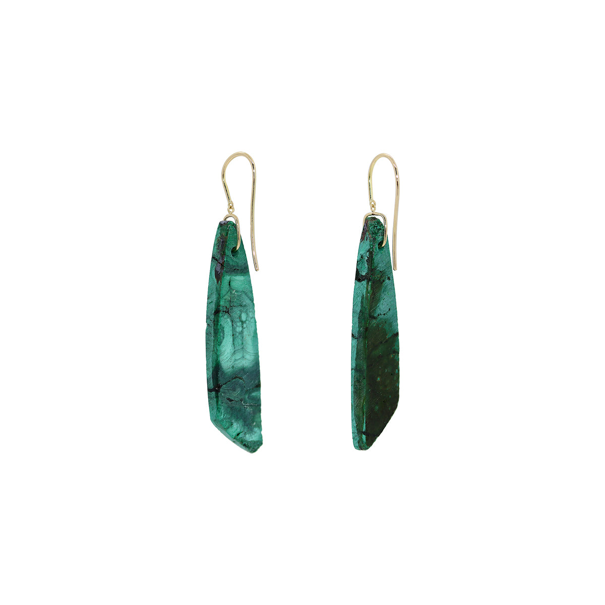 Marbled Green Malachite Dangle Earrings