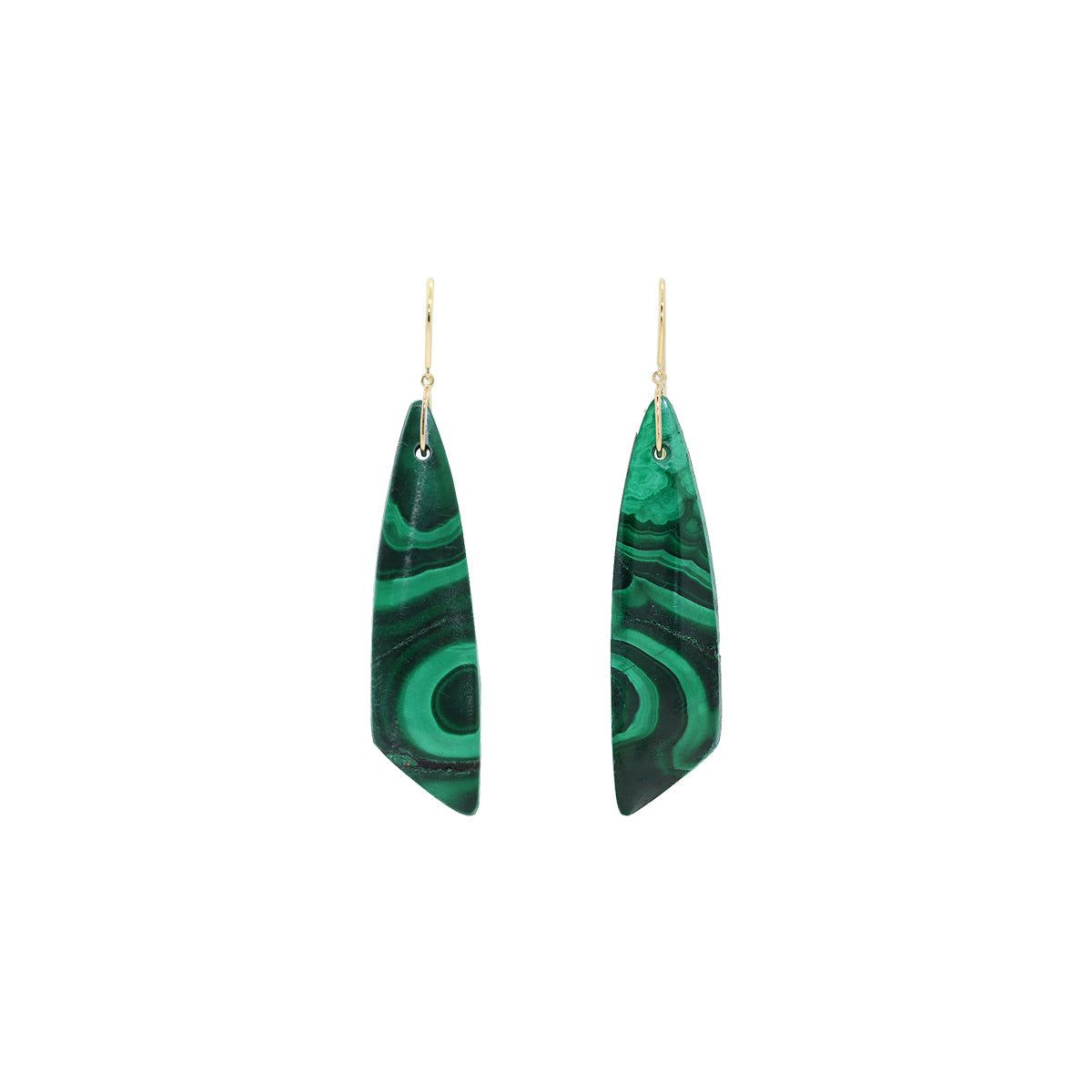 Ishq 18k Yellow Gold Banded Green Malachite Dangle Earrings