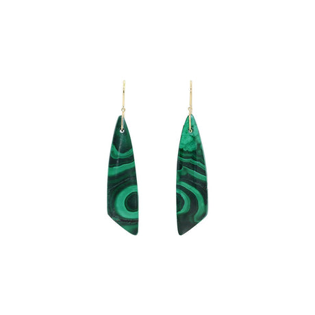 Ishq 18k Yellow Gold Banded Green Malachite Dangle Earrings