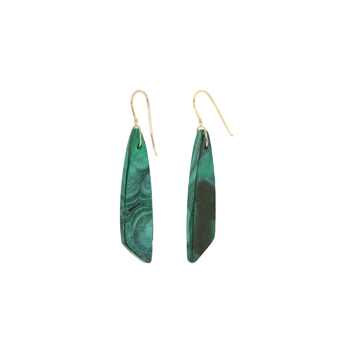 Banded Green Malachite Dangle Earrings