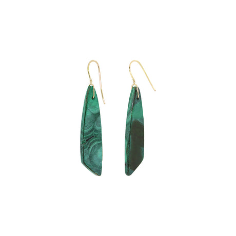 Banded Green Malachite Dangle Earrings