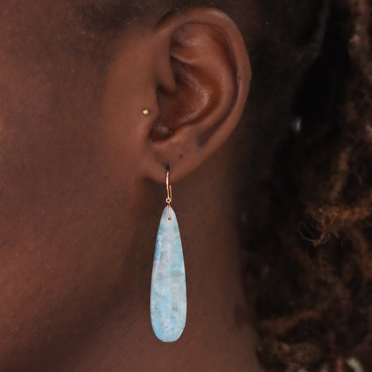 Ishq 18k Rose Gold Amazonite Stone Dangle Earrings