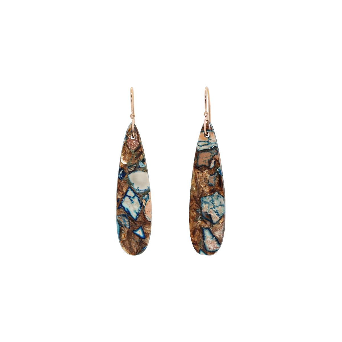 Ishq 18k Rose Gold Blue Jasper Matrix Dangle Earrings