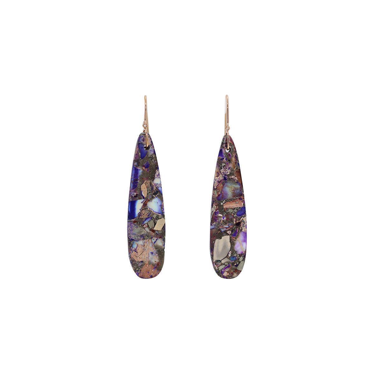 Ishq 18k Rose Gold Purple Jasper Matrix Dangle Earrings