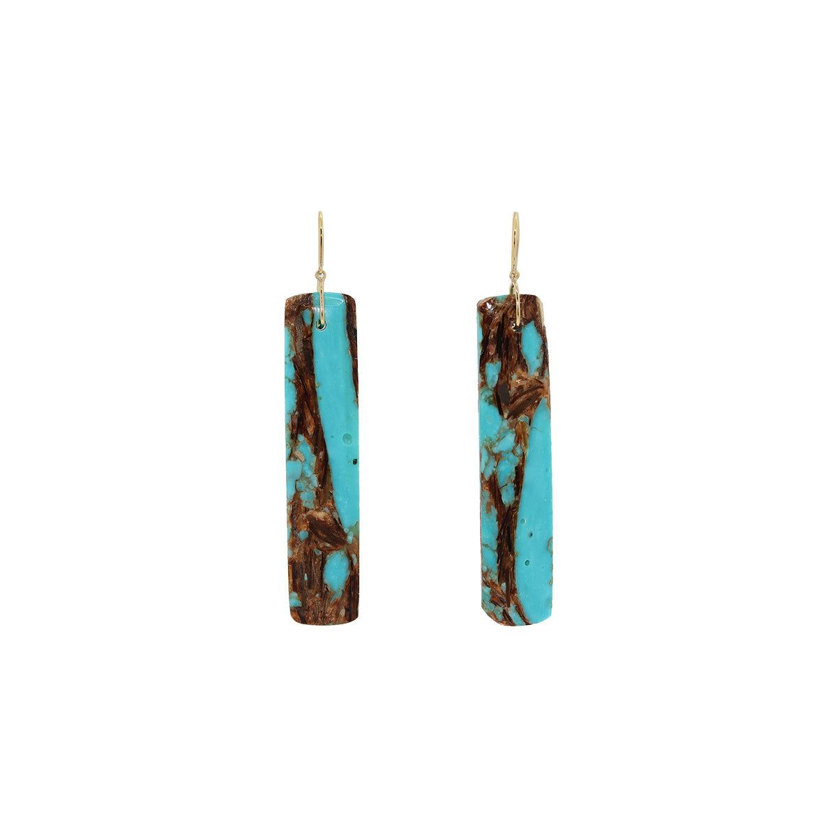 Ishq 18k Yellow Gold Rectangular Turquoise Stone Dangle Earrings