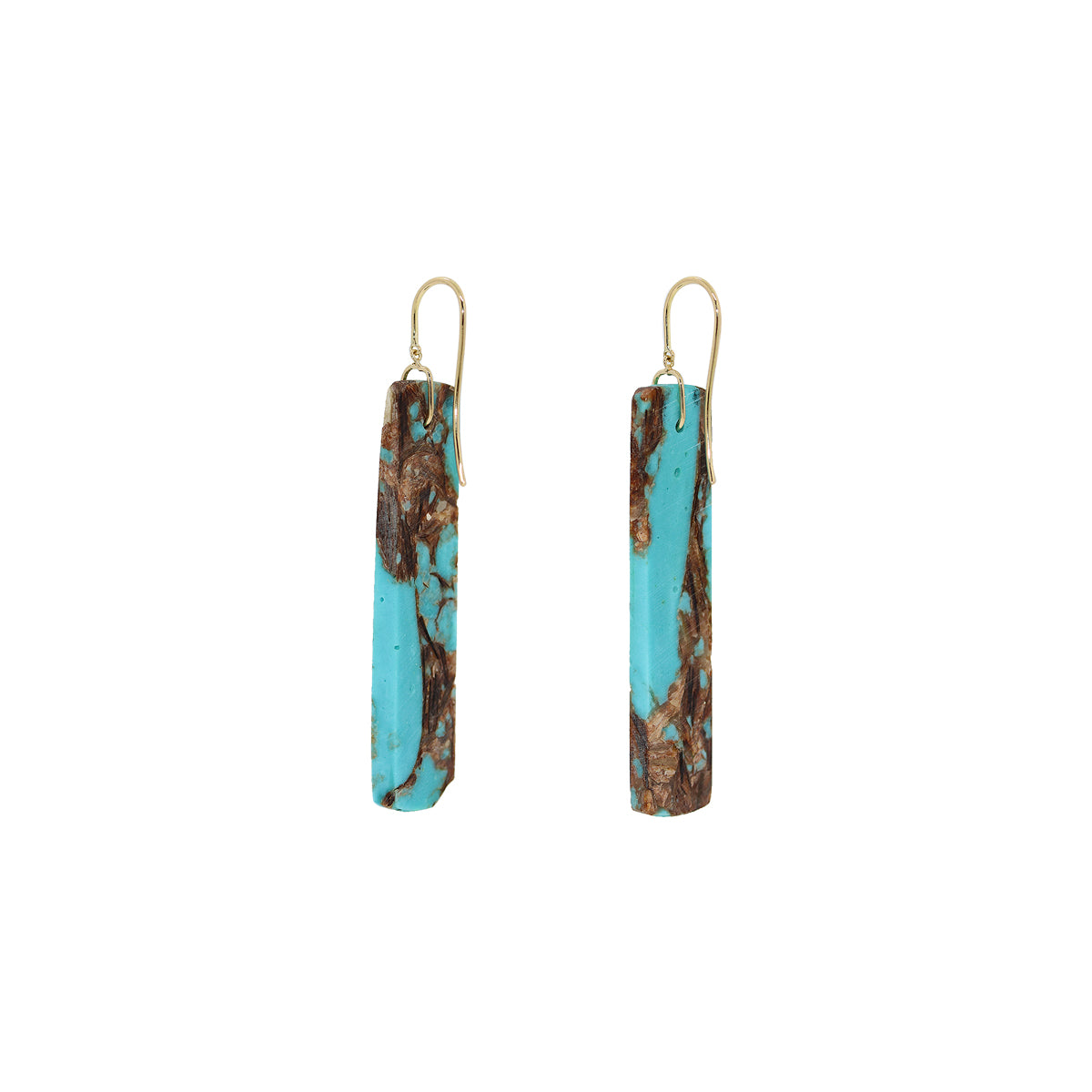 Rectangular Turquoise Stone Dangle Earrings