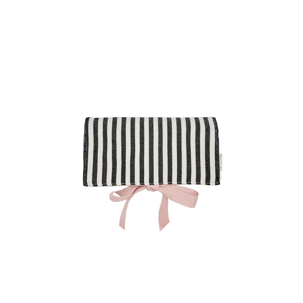Bag-All Medium Black and White Striped Jewelry Roll Case
