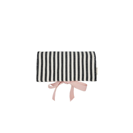 Bag-All Medium Black and White Striped Jewelry Roll Case