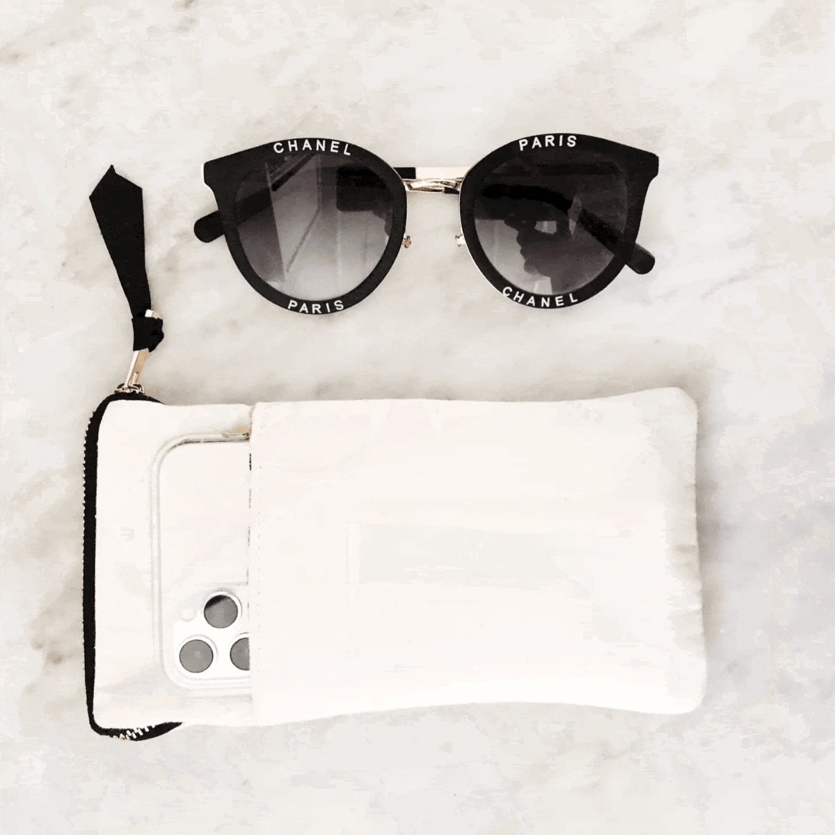 Bag-All Cream Sunglasses Case with Slip Pocket
