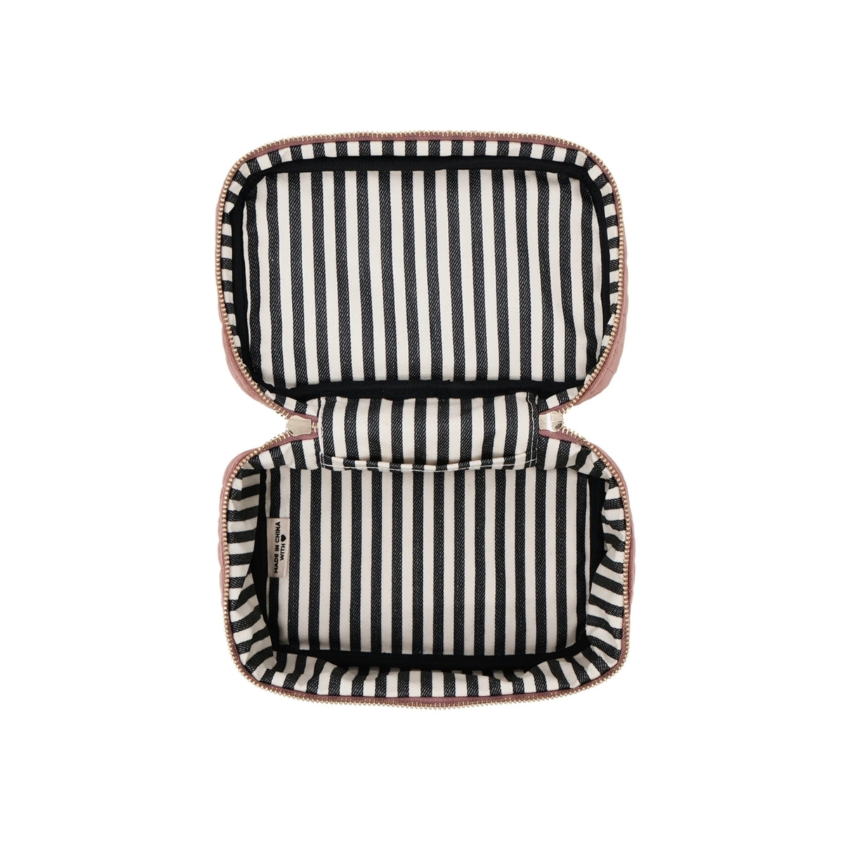 Bag-All Small Pink Quilted Eco Velvet Makeup Case