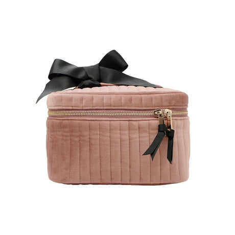 Bag-All Small Pink Quilted Eco Velvet Makeup Case
