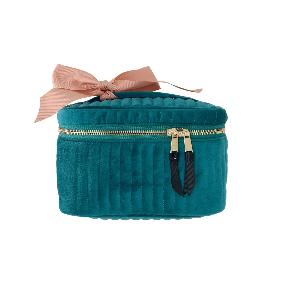 Bag-All Small Teal Quilted Eco Velvet Makeup Case