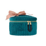 Bag-All Small Teal Quilted Eco Velvet Makeup Case