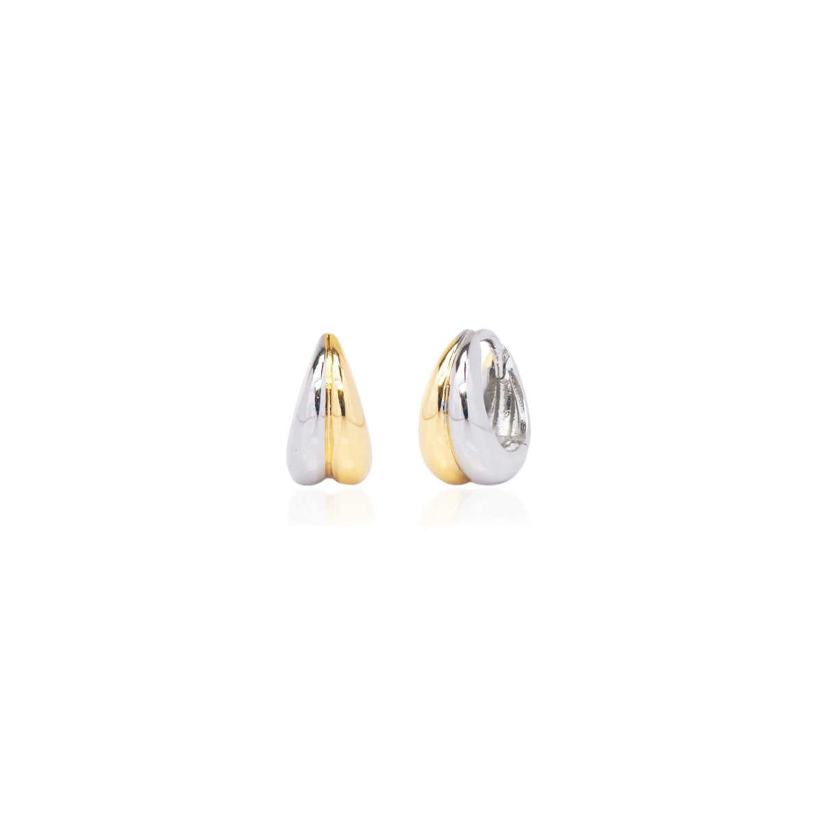 Tai Two-Tone Polished Puff Huggie Earrings