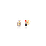 Tai Lipstick and Perfume Mismatched Stud Earrings