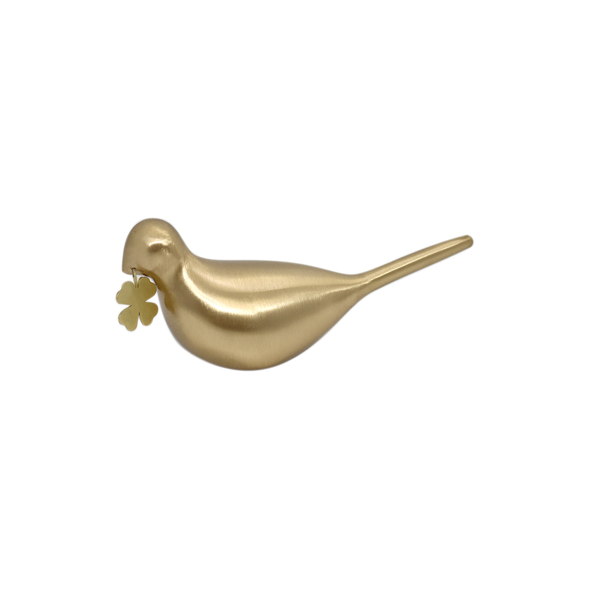 Il Etait Une Fois Gold Brass Bird with Clover Sculpture Tabletop Decor