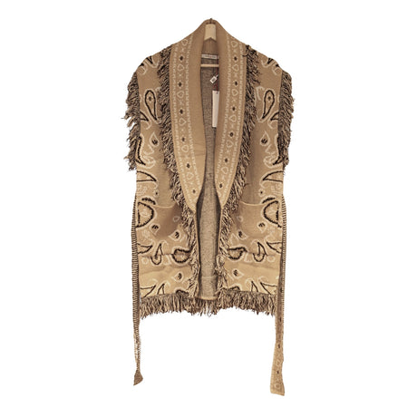 You & Eye, Beige Paisley Fringe Vest, Clothes Tops