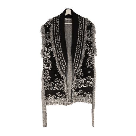 You & Eye, Black Paisley Fringe Vest, Clothes Tops