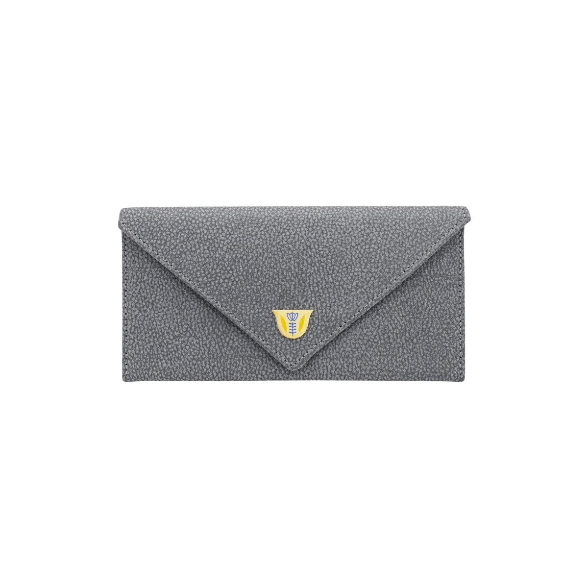 Joumana Dagher Grey Arabic Finjan Cup Emblem Leather Wallet