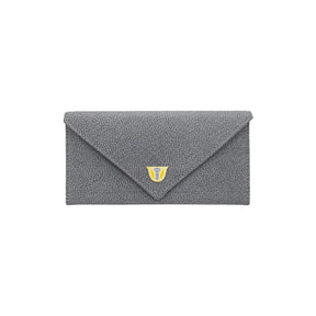 Joumana Dagher Grey Arabic Finjan Cup Emblem Leather Wallet