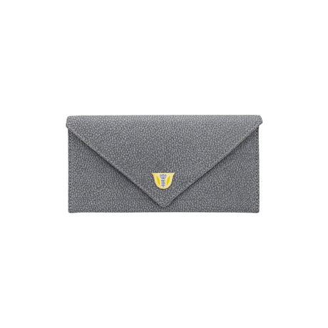 Joumana Dagher Grey Arabic Finjan Cup Emblem Leather Wallet