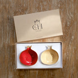 Curate Home Red and Cream Pomegranate Bowls Set of 2