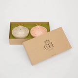 Pink and Cream Pomegranate Bowls Set of 2