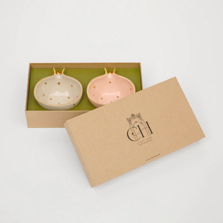 Pink and Cream Pomegranate Bowls Set of 2