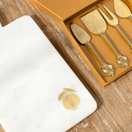 Pomegranate Marble Cheese Board and Knives Set