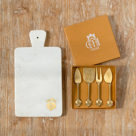 Curate Home Pomegranate Marble Cheese Board and Knives Set