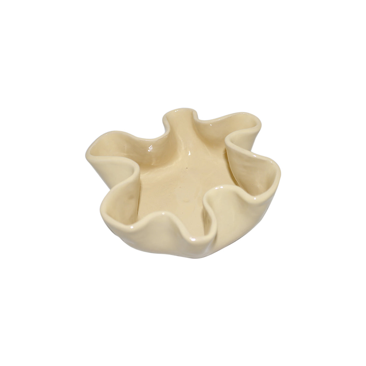 Plated Ceramics Butter Yellow Wavy Ceramic Snack Bowl