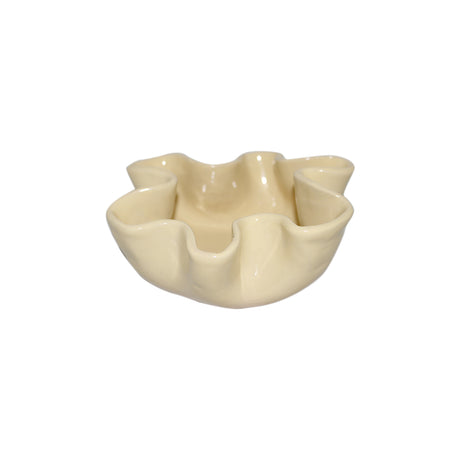 Plated Ceramics Butter Yellow Wavy Ceramic Snack Bowl