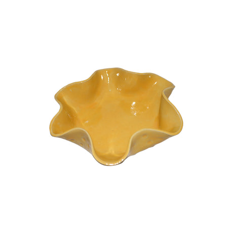 Plated Ceramics Yellow Wavy Ceramic Snack Bowl