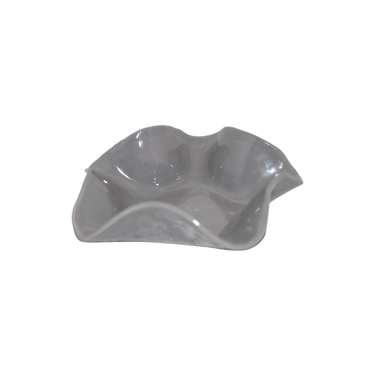 Plated Ceramics Grey Wavy Ceramic Snack Bowl