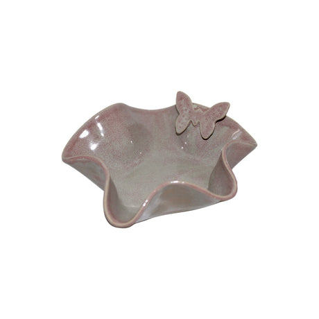 Plated Ceramics Rustic Grey Wavy Ceramic Butterfly Snack Bowl